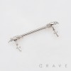 BAT SKULL MOTIFS WITH DANGLING CROSS CHARMS ENDS 316L SURGICAL STEEL NIPPLE RING
